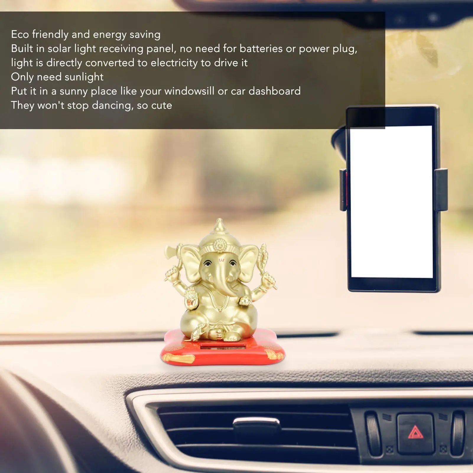 Eco-Friendly Car Solar Bobble Head Elephant Dancing Ornament - Exquisite Swinging Decoration