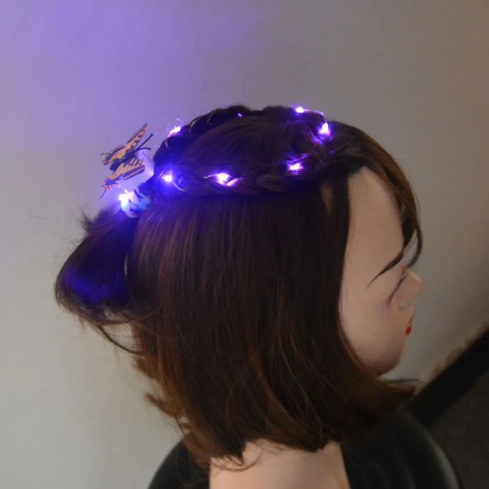 Blinkende LED-Lichterkette zum Flechten und Stylen, Haarspange, lustiges DIY-Geschenkset für Mädchen, Kopfbedeckung, Geburtstagsfeier – Detail 10