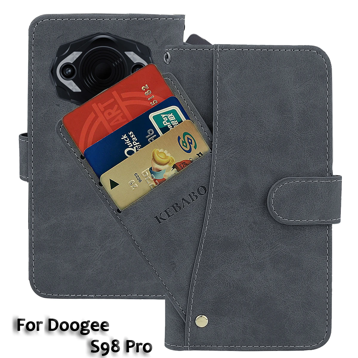 Vintage Leather Wallet Doogee S98 Pro Case 6.3