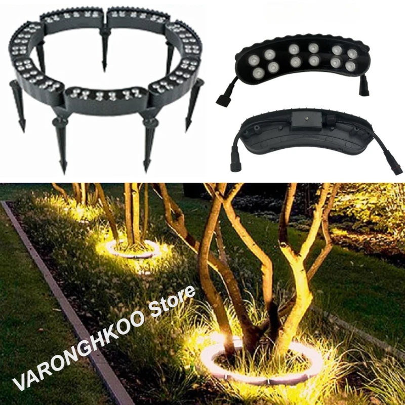 16W DC24V IP66 Waterproof Durable Ring Column Light Outdoor Garden Landscape LED Holding Tree Lamp Plug-in Ground Spotlight