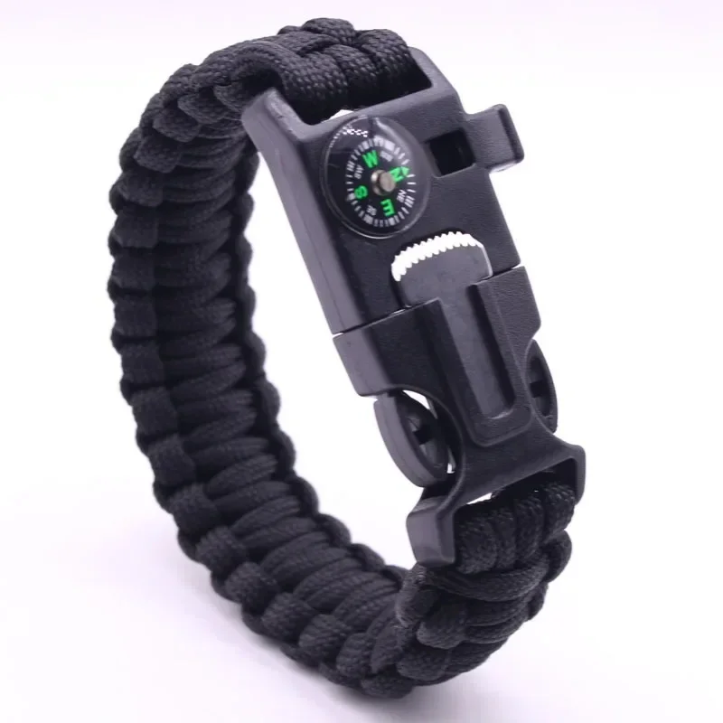 4 in 1 Men Women Paracord Outdoor Survival Bracelet Multi-function Camping Rescue Emergency Rope Bangles Compass Whistle Knife