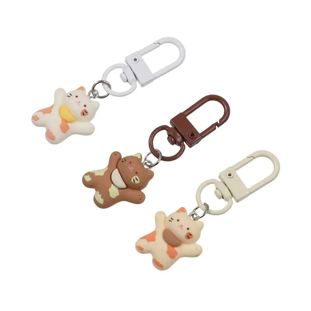 Car Key Ring Resin Cartoon Cat Keychain Funny Happy Kitten Mini Kitten Keyring Bag Decor Creative Cute Keychain Pendant Couple