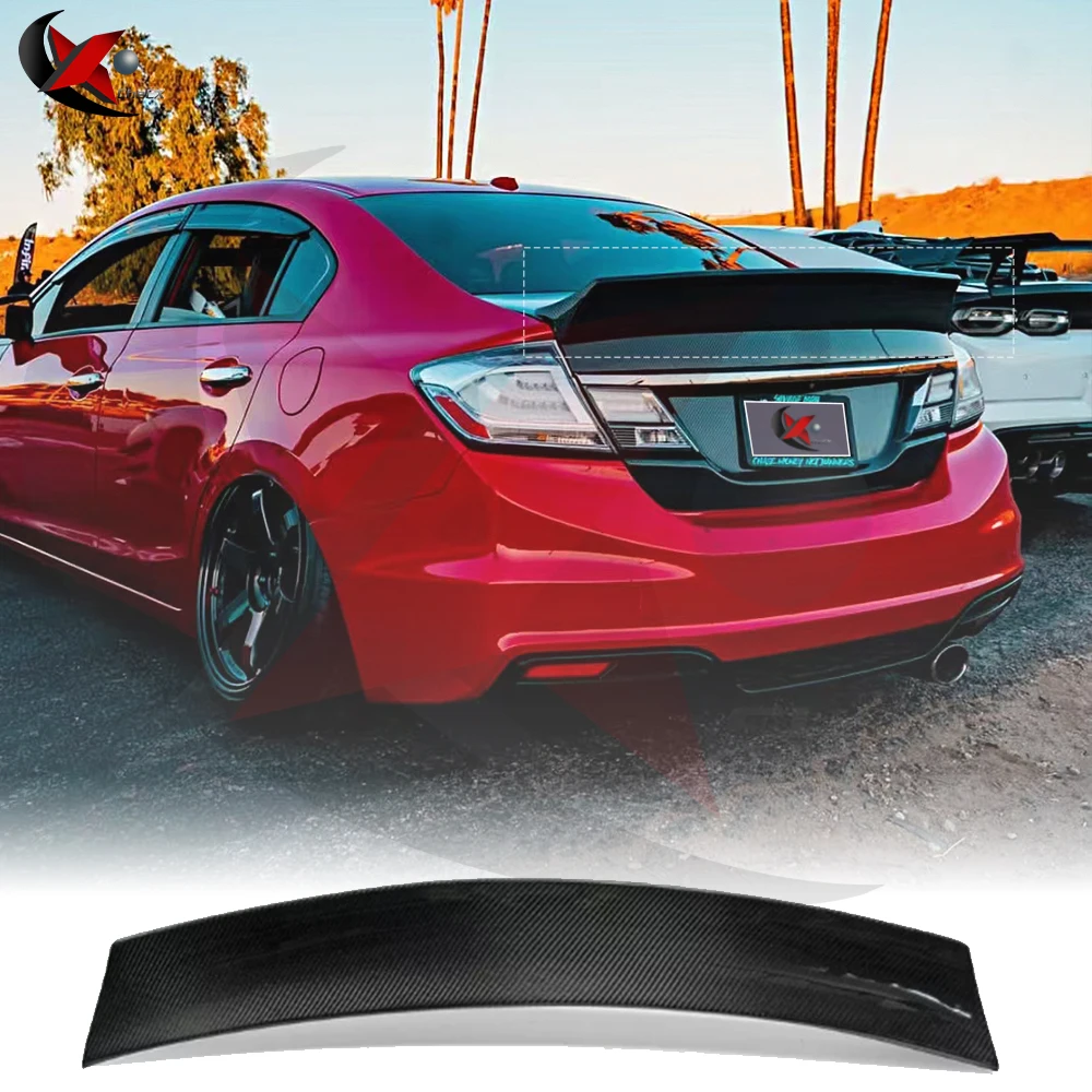 Suitable For 2012-2015 Honda Civic Modified Carbon Fiber/Glass Fibre Glossy Black Rear Spoiler Car Trunk Spoiler Rear Diffuser