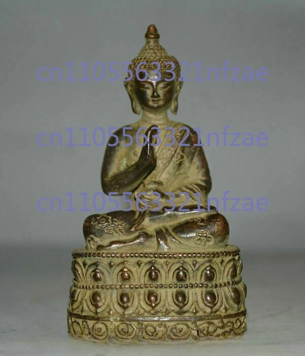 

10CM Old Tibet Buddhism Bronze Base blessing Shakyamuni Buddha Sculpture