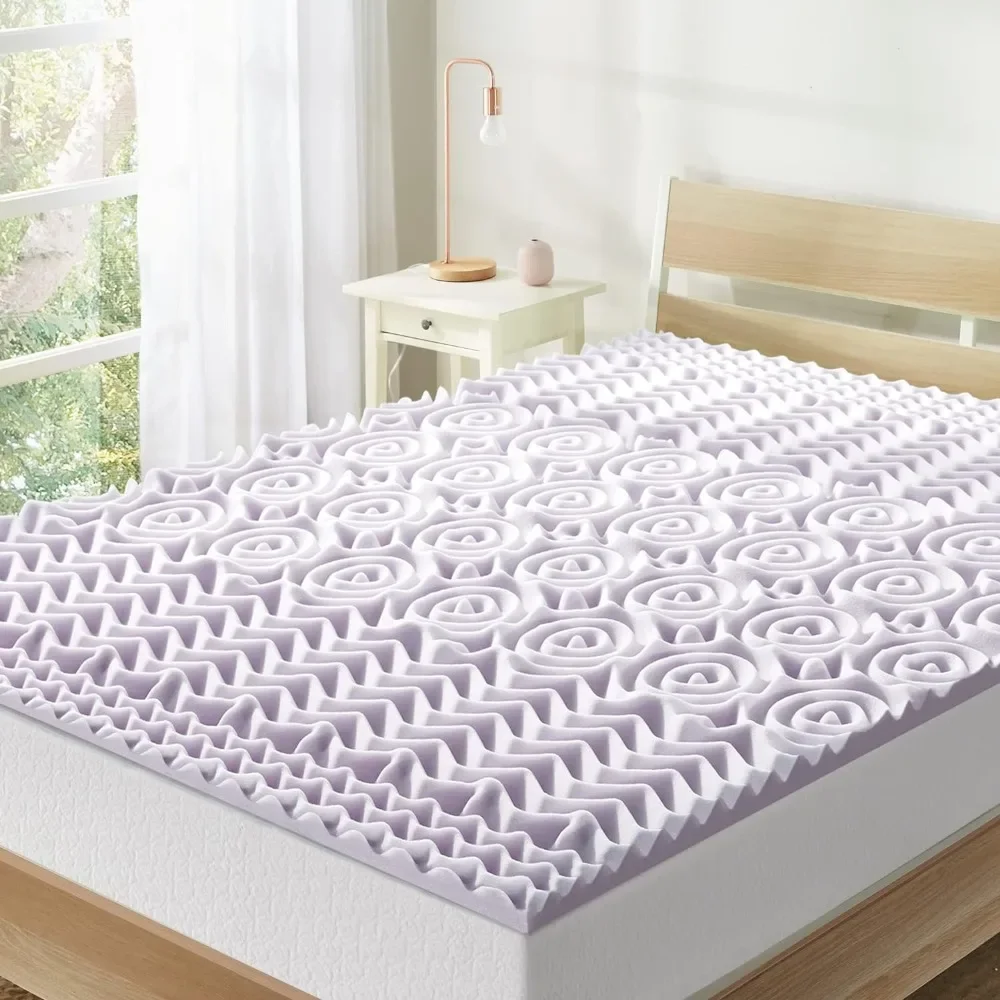 

1.5 Inch 5-Zone Memory Foam Mattress Topper, Soothing Lavender Infusion, Queen