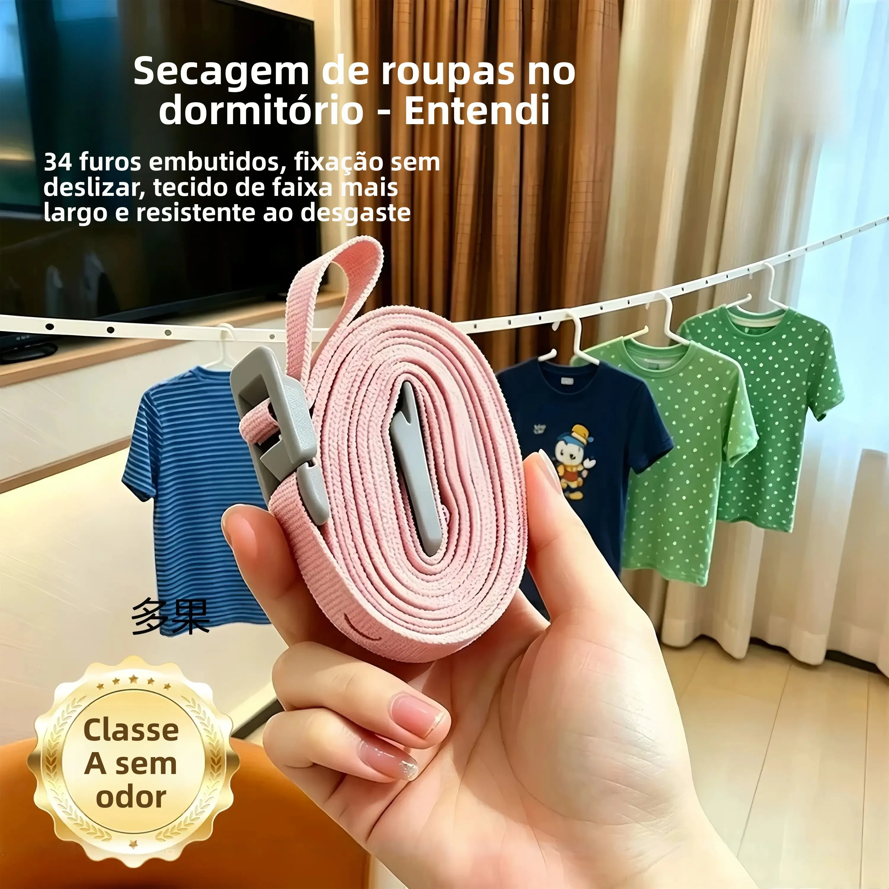 Varal Portátil Ajustável para Dormitório, Varal Externo à Prova de Vento para Hotel, Organizador de Armazenamento para Utensí...