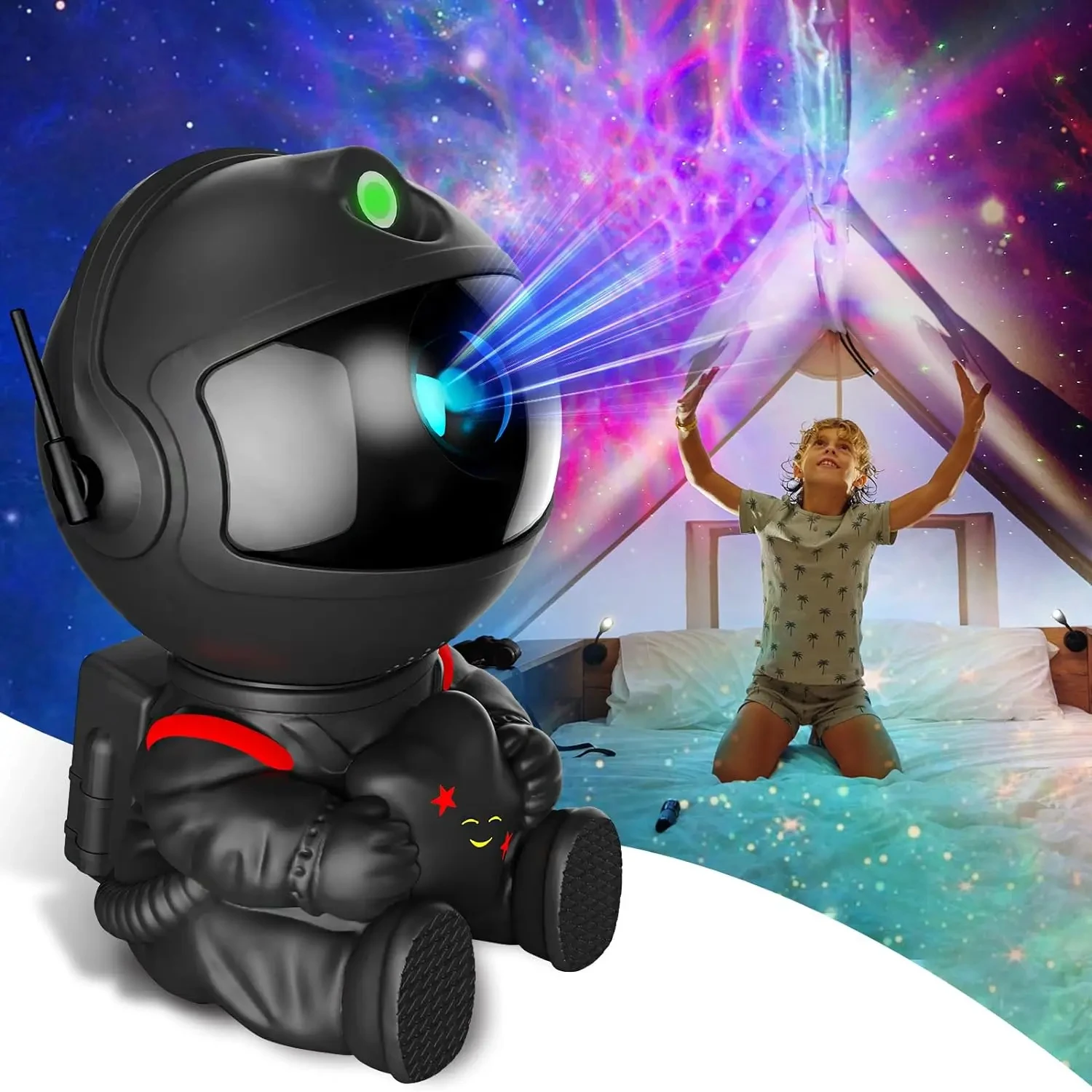 Stunning Astronaut Light Projector for Bedroom - Cozy Atmosphere Star and Moon Projection Night Light for Boys and Girls Room - 