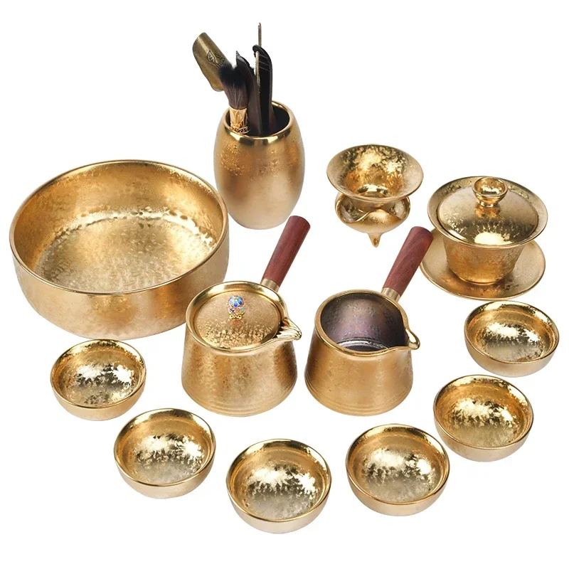 Kiln transformation, gilded gold construction, complete set of Kung Fu tea sets, household office and reception tools