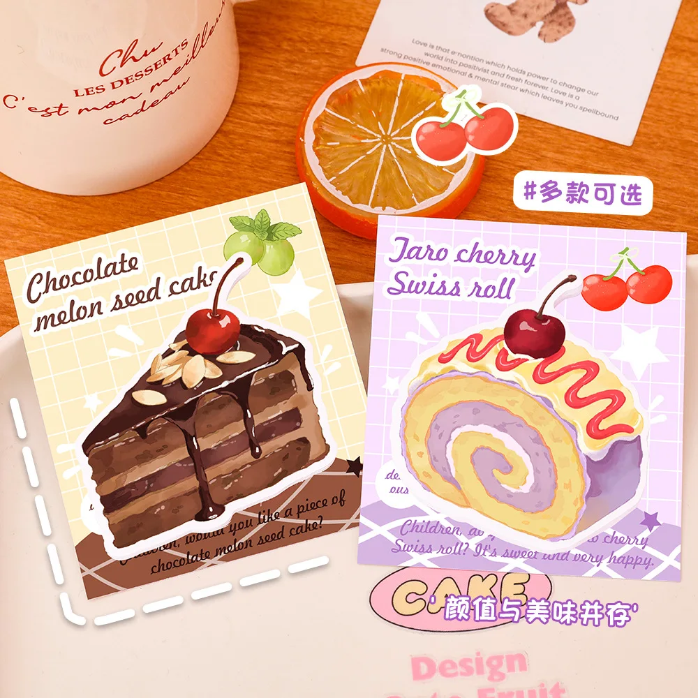 Wholesale Lovely Ins Style Simulation Cake Sticky Notes Cute Cartoon Student Message Memo Pad High Aesthetic Reusable