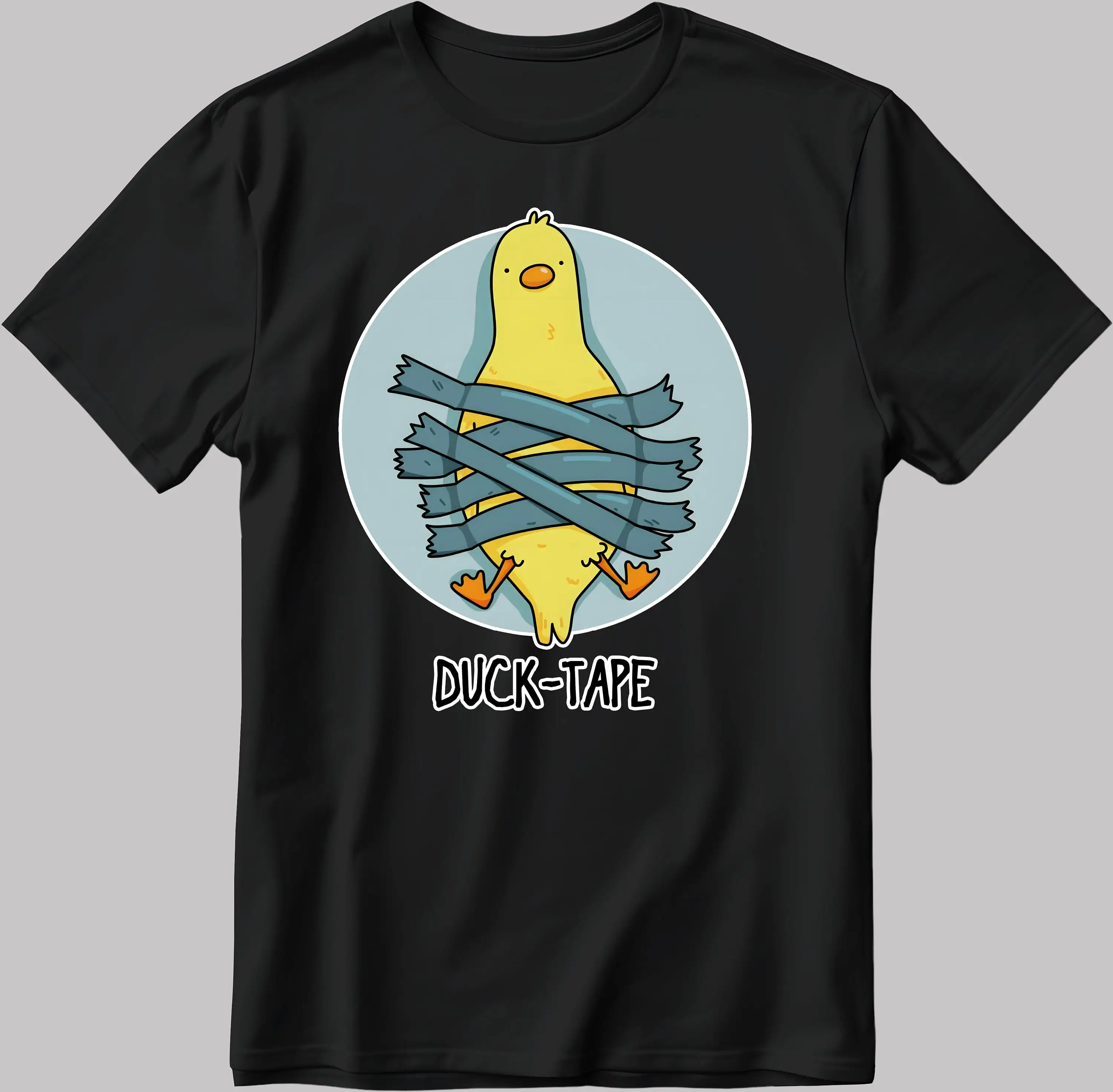 Funny Yellow Duck Tape White Black T Shirt E132