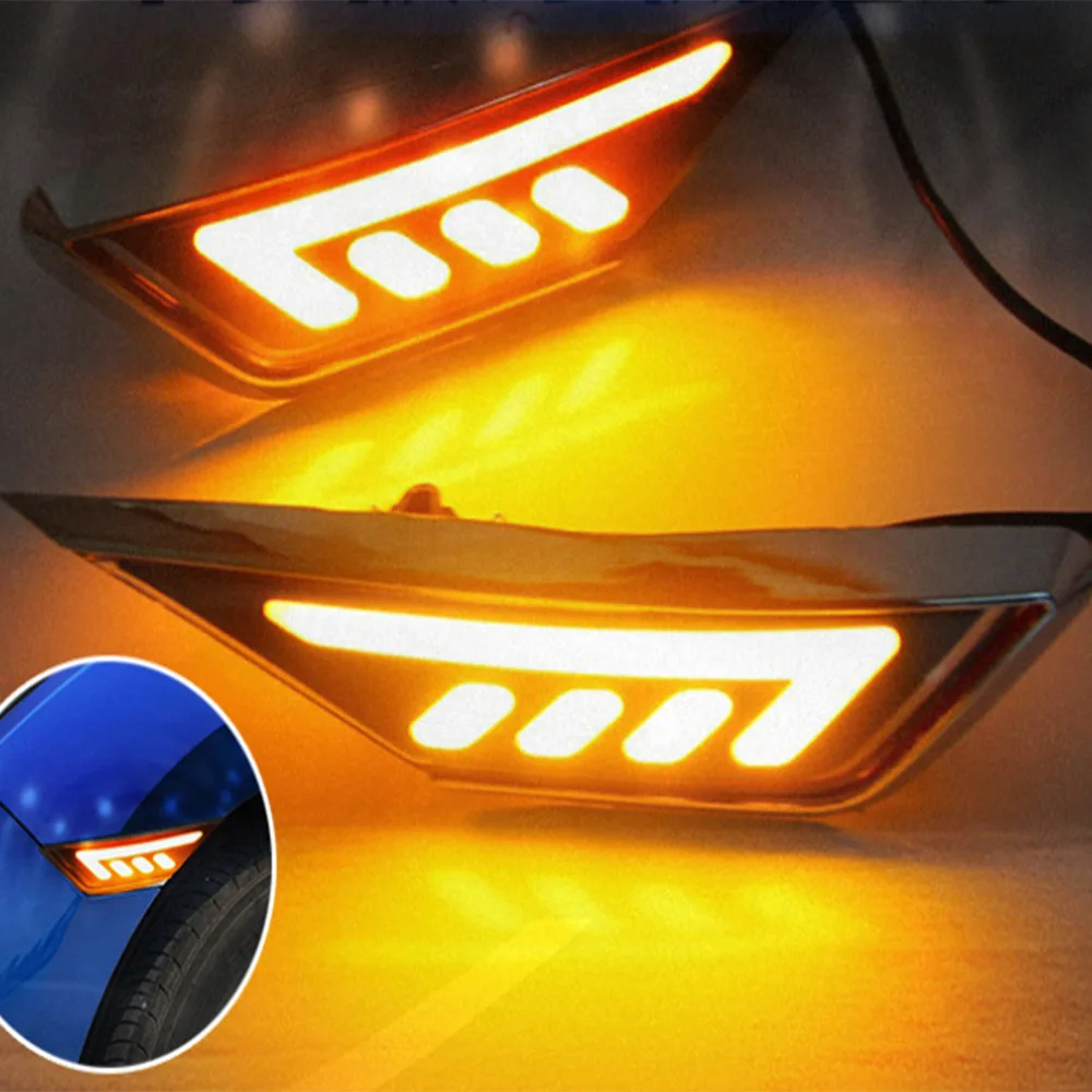 LED الجانب ماركر ضوء لهوندا سيفيك 2016 إلى 2020 DRL الحاجز مصباح ضوء النهار مع بدوره إشارة