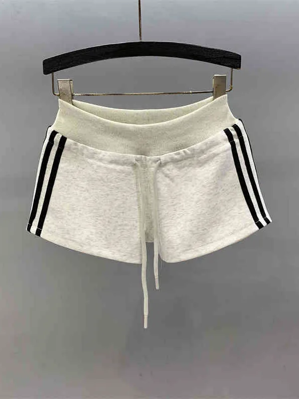 

Slimming American Stripe Yoga Casual Pants Women Summer Fashion Drawstring Versatile Sport Shorts Trendy High Waist Straight Leg