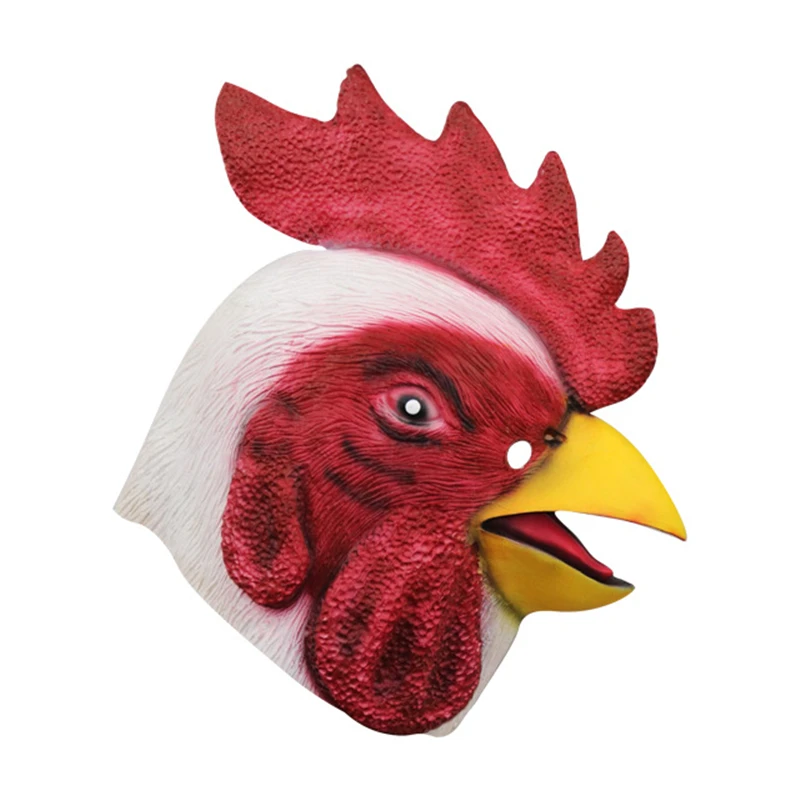 Chicken Head Latex Cock Mask for Halloween Costume Party Carnival Prop Cosplay Ball Attire Mask