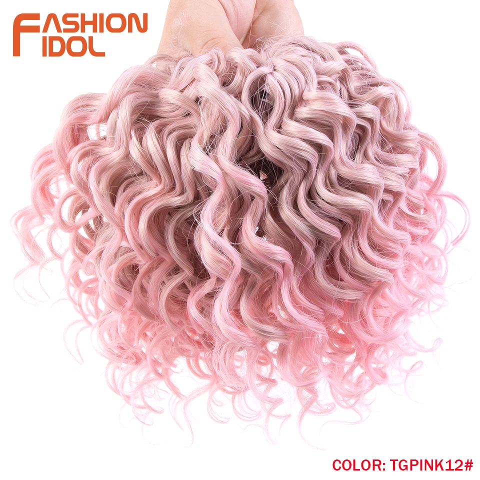 FASHION IDOL Afro-Lockenhaar, Häkelzöpfe, 25,4 cm, gedrehtes Häkelhaar, synthetische Ombre-Braun-Haarverlängerungen mit tiefem Wellenmuster – Detail 10