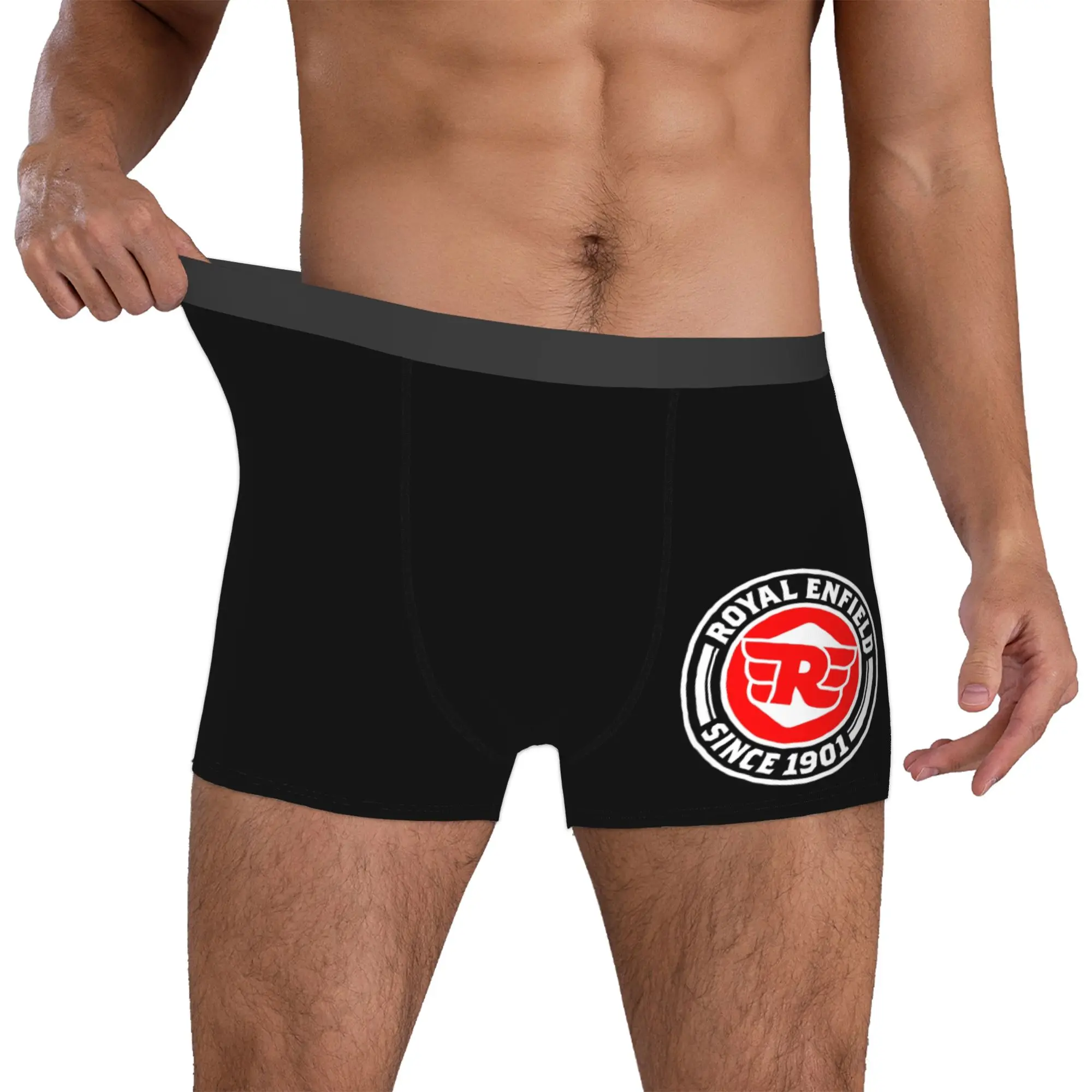 Customized Male Funny Royal-Enfields Motorcycle Race   Underwear Bicycles  Boxer Briefs Stretch Shorts Panties Underpants