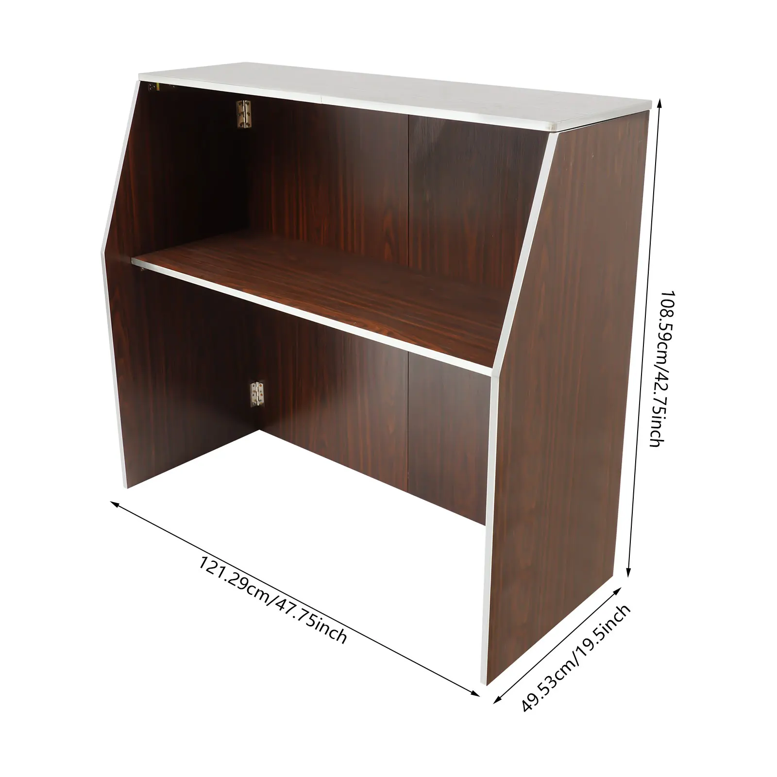 Foldable Portable Event Bar, Brown Portable Bar Cabinet with Aluminum Edge Banding,47.75×19.5×42.75in for Party, Picnic, Catering, Trade Show