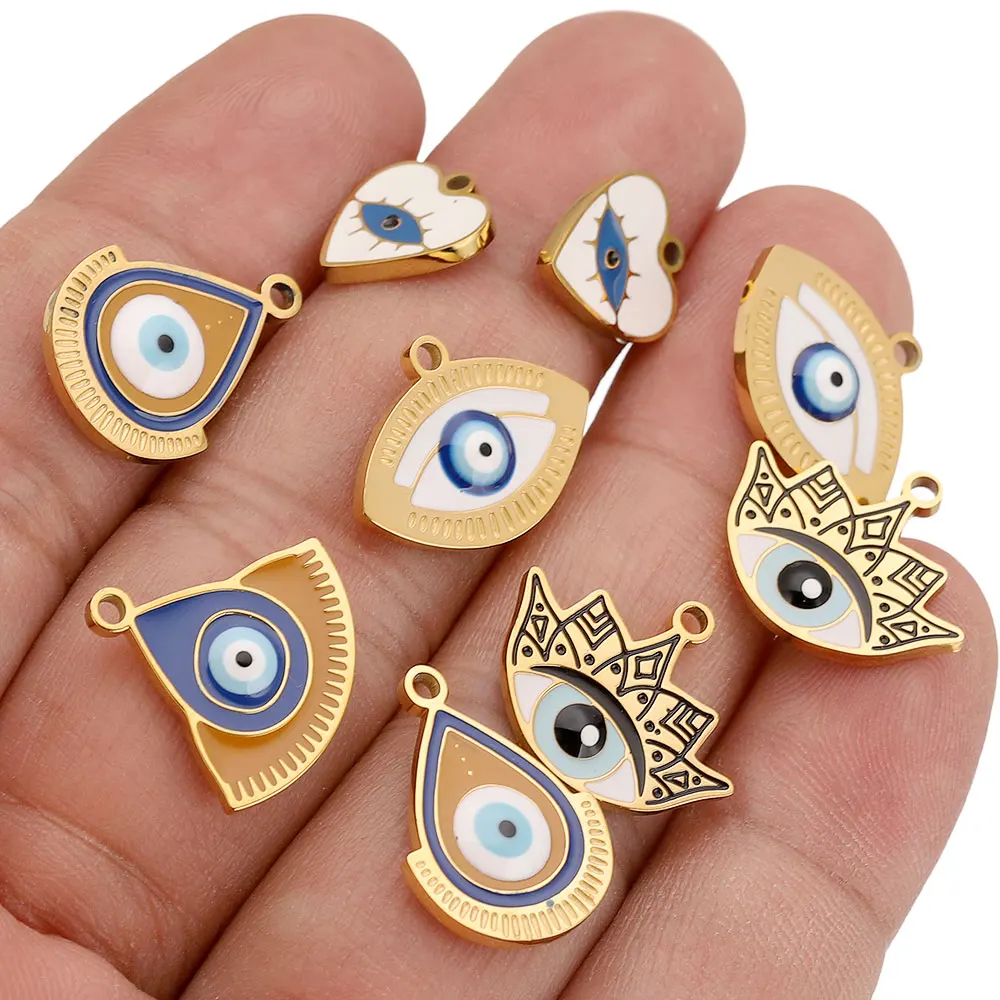 

4 шт., подвески из нержавеющей стали, эмалированная Корона, подвески от сглаза для серег, браслетов, ювелирных изделий, изготовление аксессуаров «сделай сам», оптовая продажа