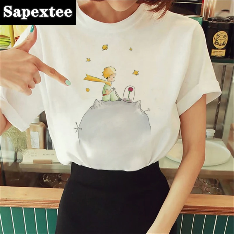 Hot Spring Summer Little Prince Graphic Women's T-Shirt Little Prince Graphic Tees Vouge Shirts For women O-Neck Short Sleeve