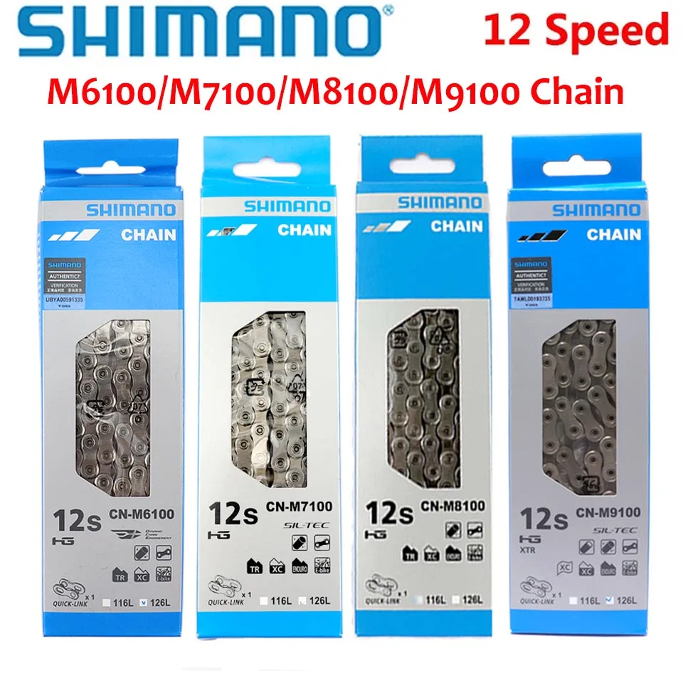 Shimano DEROE XT XTR SLX 12 Speed Chain M6100 M7100 M8100 M9100 Chain MTB Bicycle 116L 126L 12v Chain with Quick Links original