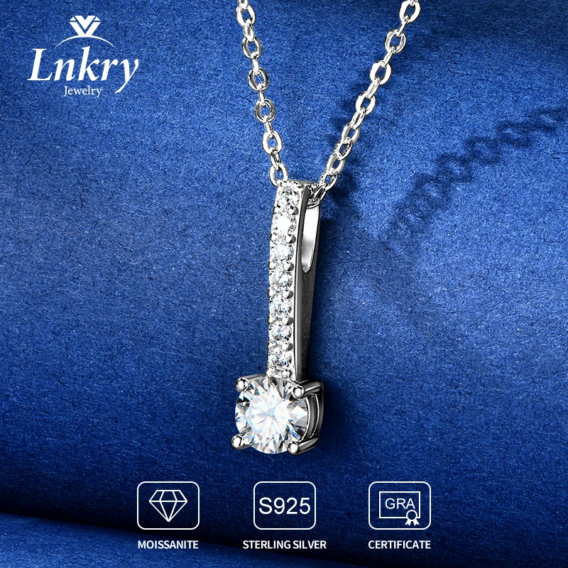 

Lnkry cadena plata 925 пробы серебро кулон ожерелье GRA сертифицированное 5 мм 0,5 карата муассанит муассанит ожерелье для женщин подарок