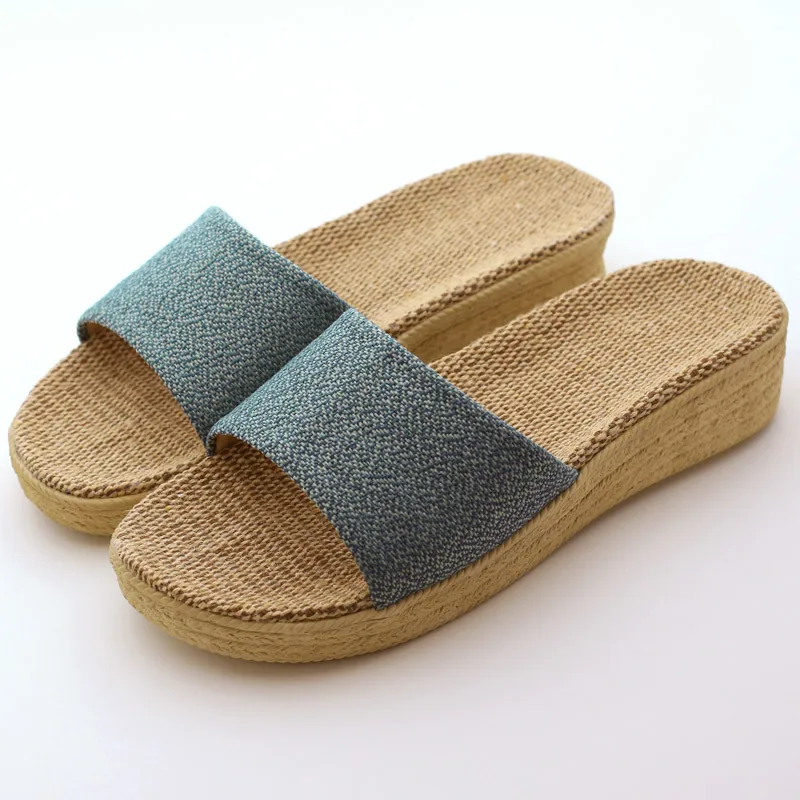 Linen Slippers Female Summer Home Knitting Fashion Breathable Light Lovers Cotton and Hemp Slippers Man Slippers Women