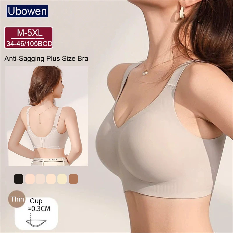 M-5XL 34-46/105BCD Plus Size Full Cup Women Bra Large Bust Minimizing Seamless Lift Anti-Sagging Side Breast Collection Underwea