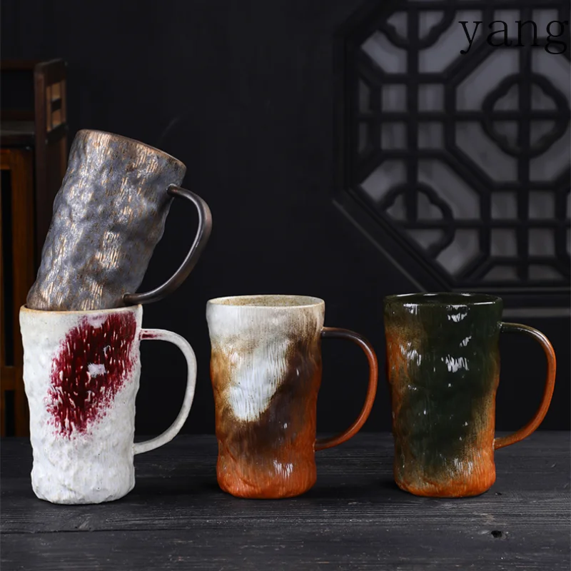 LMM coarse pottery large-capacity cup drinking cup creative retro ceramic coffee cup beer