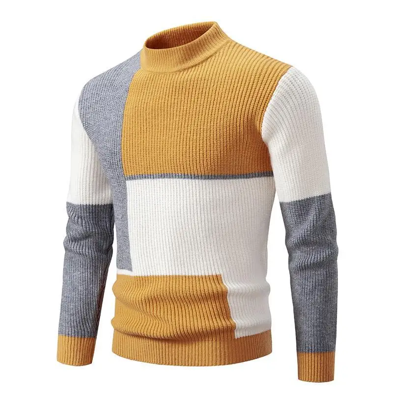 High Quality Men's New Autumn and Winter Casual Warm Neck Sweater Knit Pullover Warm Korean Youth Fashion Casual Top