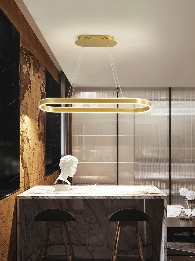 Nordic Golden LED Pendant Light, Regulável, Controle Remoto, Lâmpada Para Casa, Decoração, Apto Para Quarto, Sala De Estar, Corredor, Cozinha, 2023