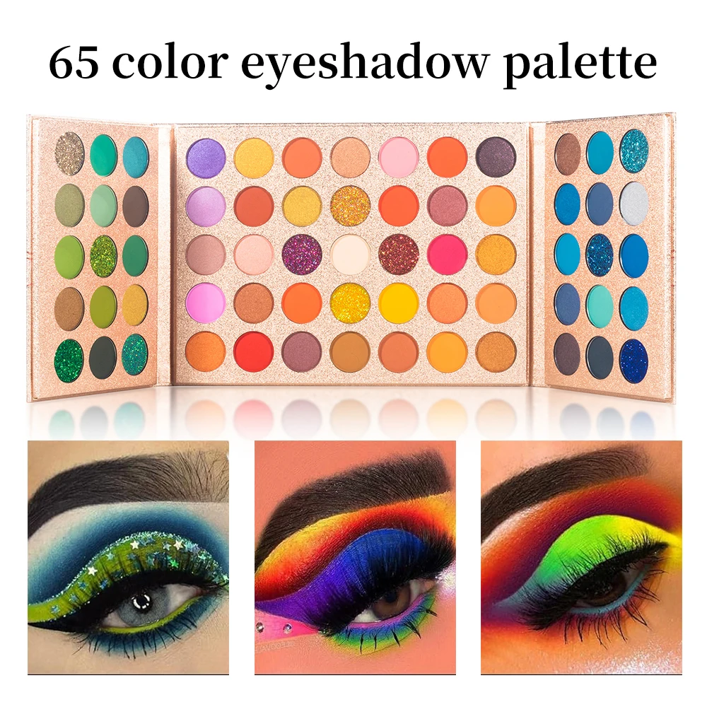 65 Colors Eye Shadow Plate Shimmer Matte Sequin Eyeshadow Colorful Stage Ball Dedicated Neon Eyeshadow Palette Makeup Beauty