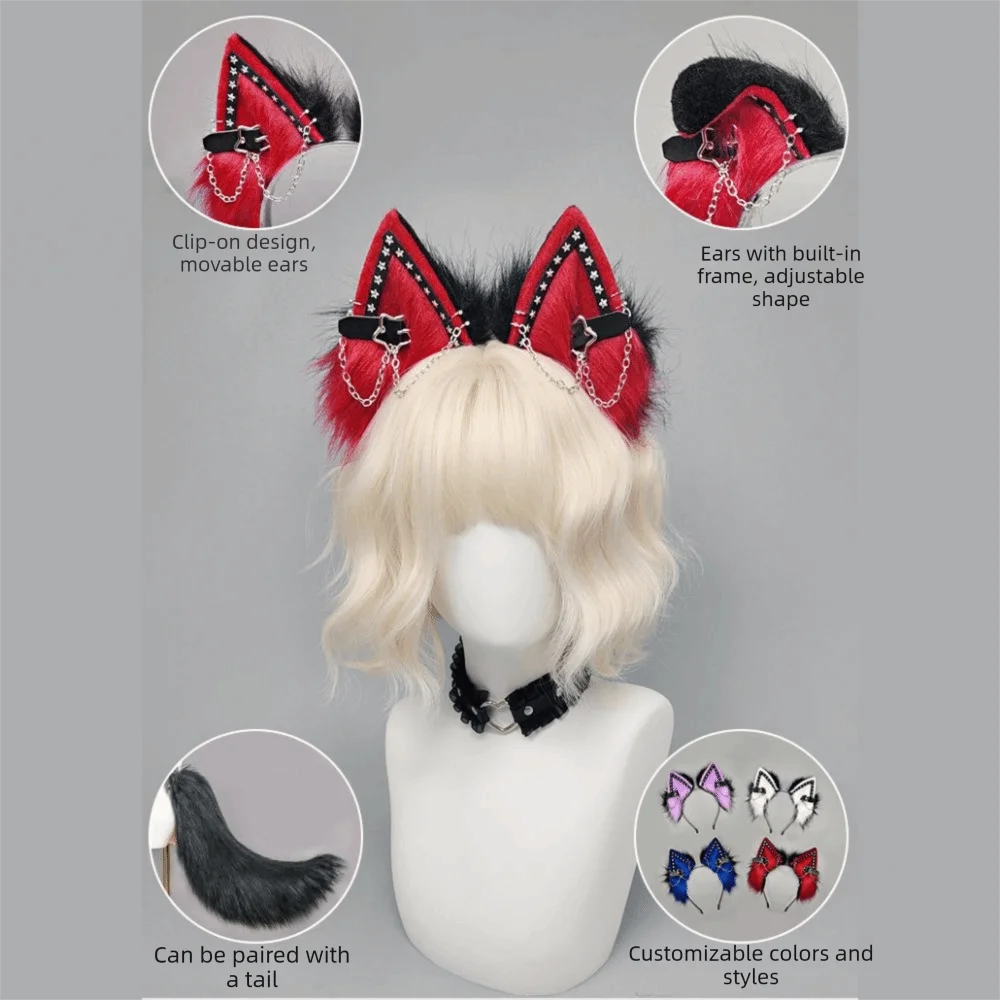 Cute Animal Cat Ears Headband Y2K Furry Lolita Ears Headwear Hair Accessories Reusable Cosplay Headband Festival