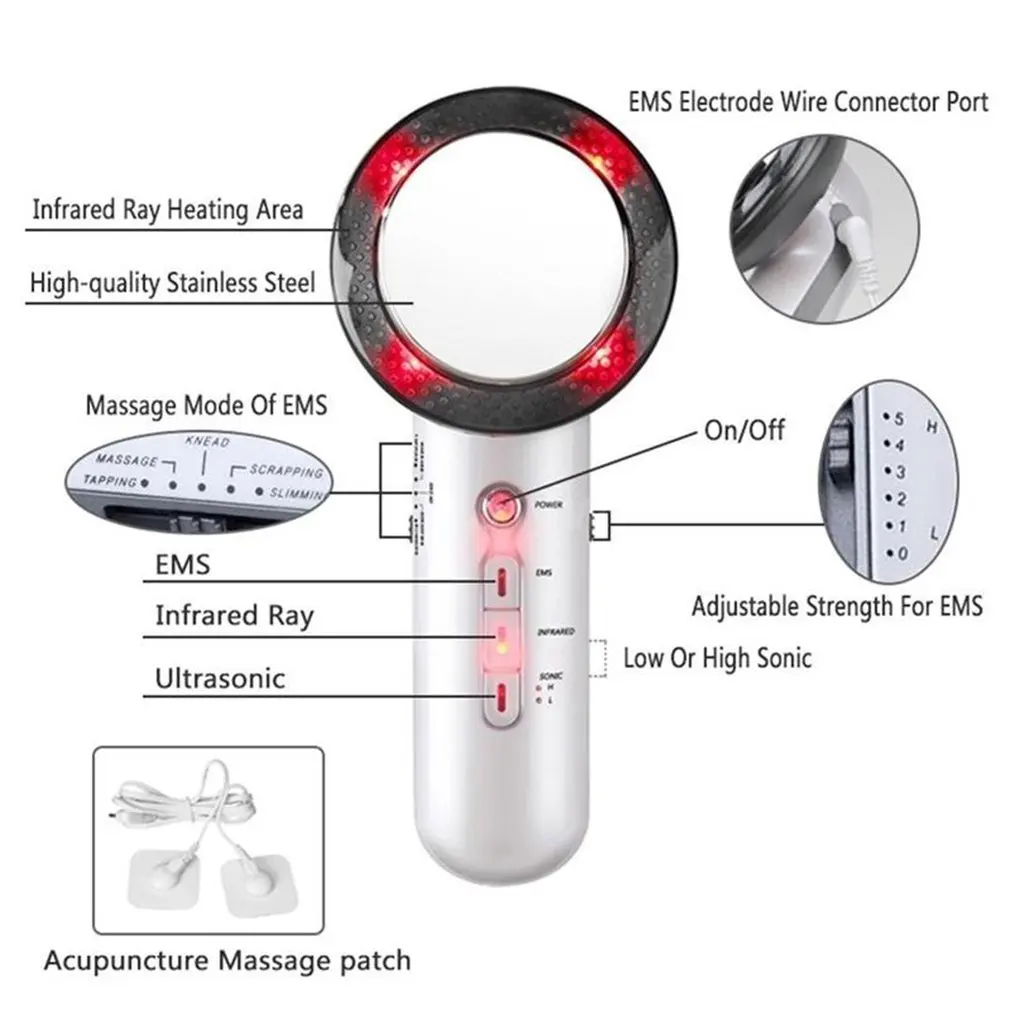 Ultrasound Cavitation EMS Fat Burner Body Slimming Massager Weight Loss Machine with Patch Lipo Anti Cellulite Galvanic Infrared