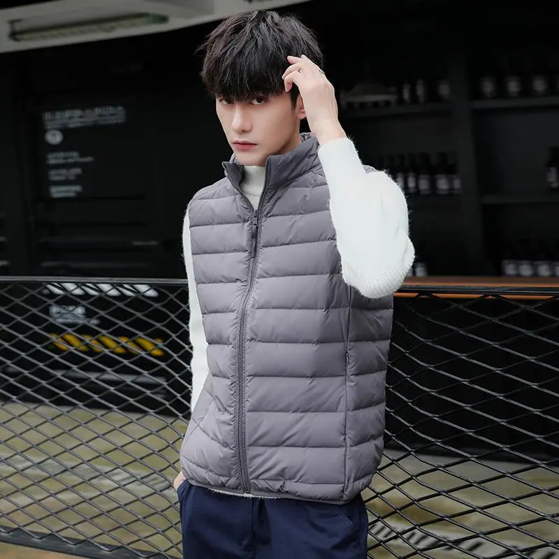 Oversize Down Vest Jacket Autumn Winter Men Ultra Light White Duck Down Tank Coat Male Short Sleeveless Warm Waistcoat Outwears