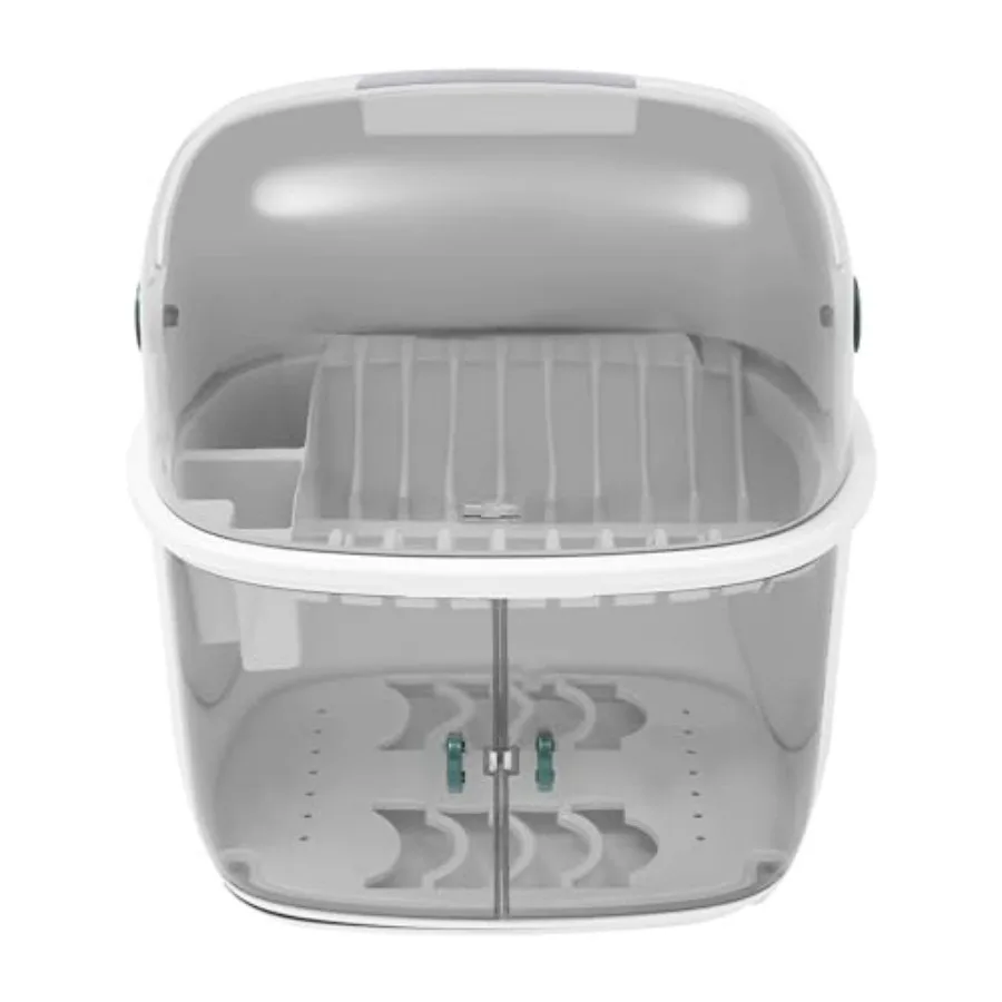

2 Tier Plastic Dish Drying Rack PP Material 6-8 People Ccity 90 Flip Top 105 Magnetic Door Dust Cover Drip Tray Home Kitchen