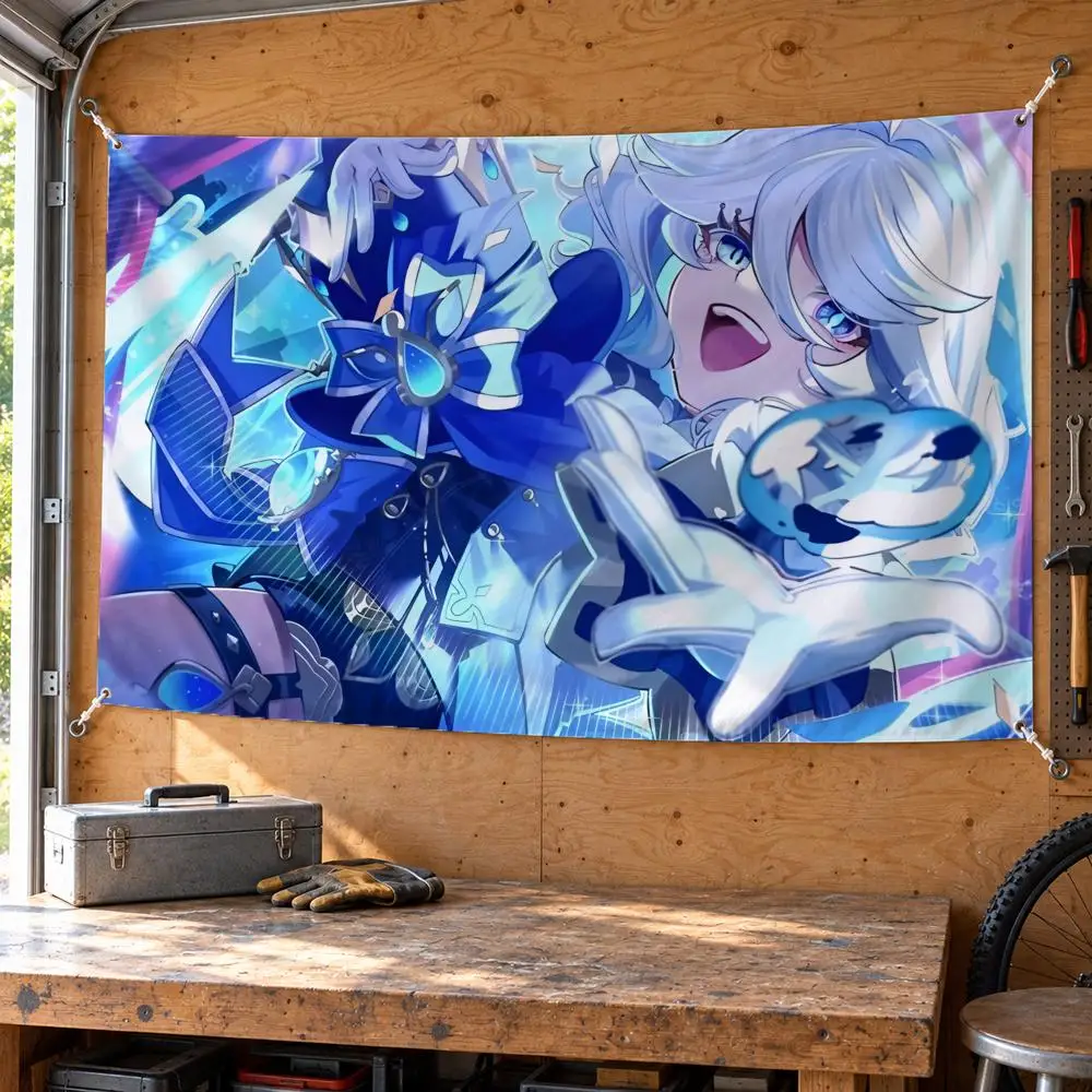 Game G-Genshin Impact Furina			 Flags Wall Hanging Banner Background Art Print for Bedroom Living Room Outdoor Decor