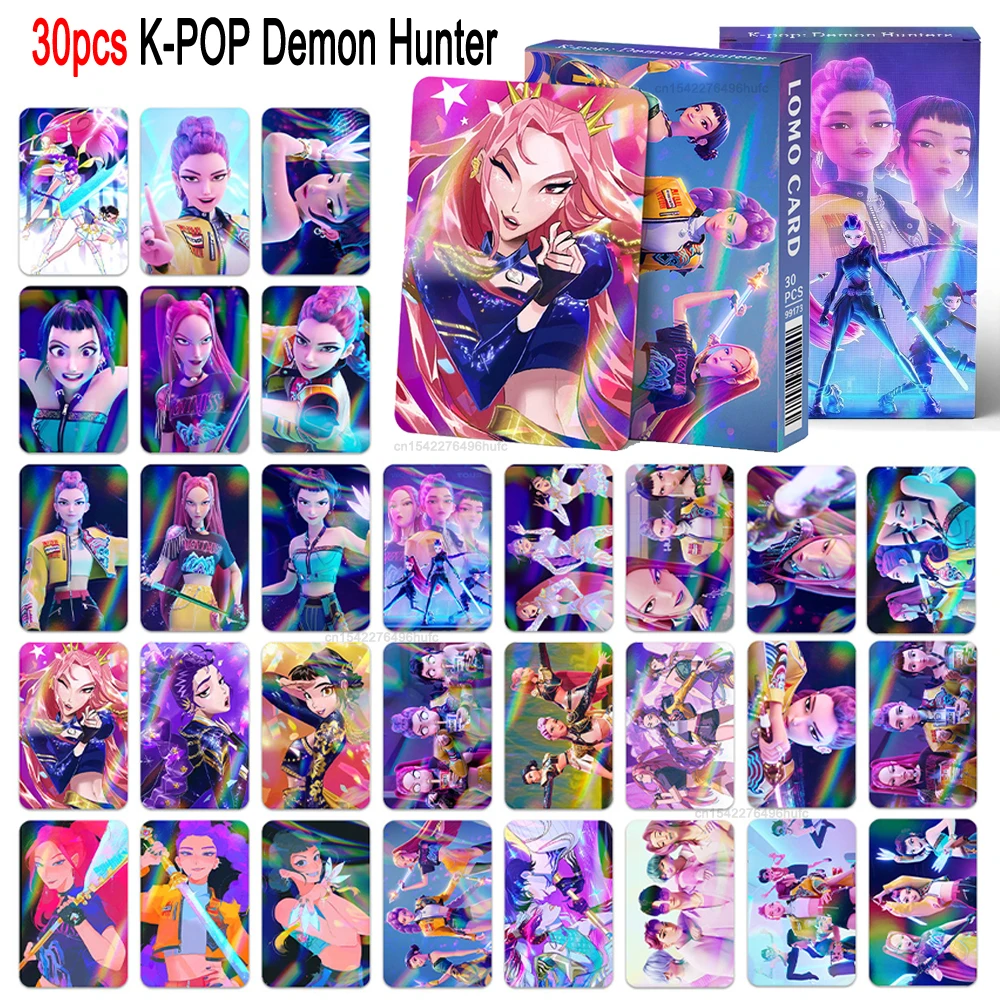 

30pcs/set Kpop Demon Hunters Laser Card for Boys Girls Anime Collectible Cards Fashion LOMO Small Cards for Fans Birthday Gifts