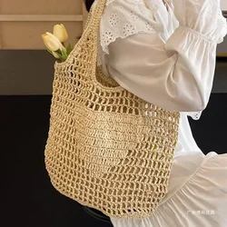 Rattan Women Tote Bag Luxury Designer Shoulder Handbag Fashion Large Portable Female Handbags Women Shopping Straw Bag Purse