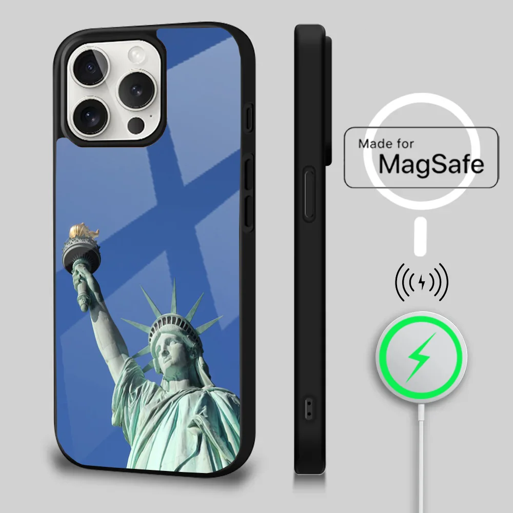 Statue of Liberty New York Phone Case For iPhone 16 15 14 13 12 11 Plus,Pro,Max Mini Magsafe Magnetic Wireless Charging