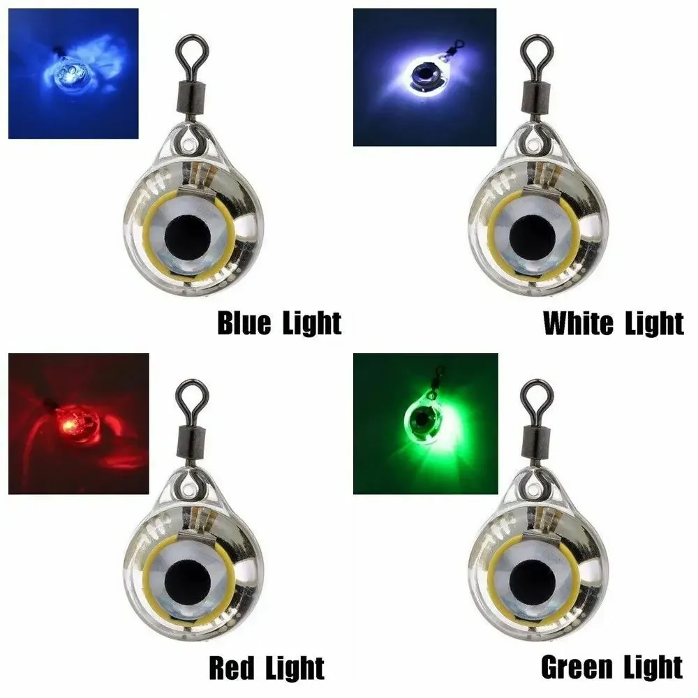 LED Fish Lamp Lure Light Flashing Luminous Attracting Three Hooks Bait Light Drop Underwater Eye Shape Mini Fishing Accessories