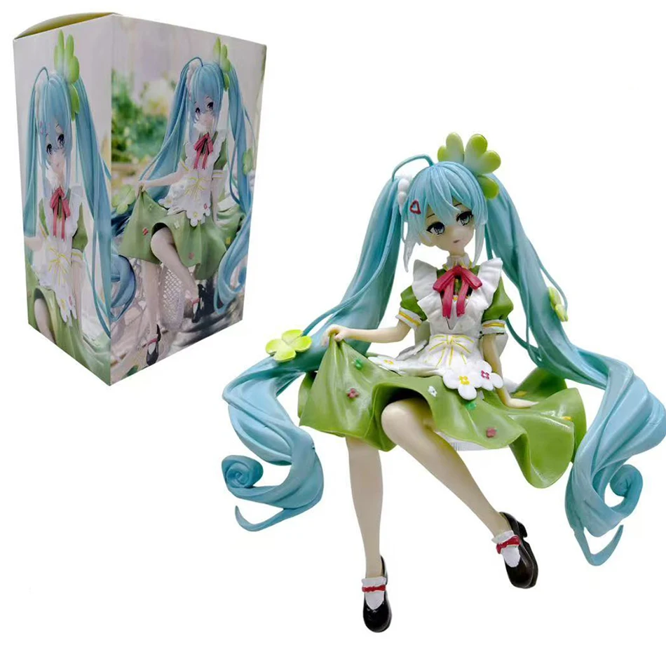 재고 있음 애니메이션 15cm 클로버 앉은 자세 골프 그린 드레스 PVC 액션 피규어 모델 인형 장식 발렌타인데이 선물