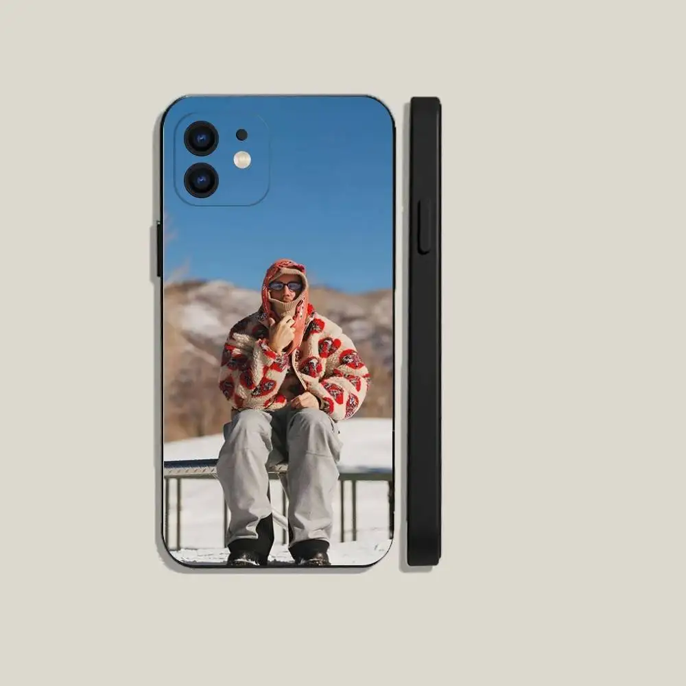 حافظة هاتف J-Justin Bieber لهاتف iPhone 6,17,16,15,14,13,12,11 Plus,Pro Max,XS,X,XR,SE,Mini,8,7,غطاء أسود من السيليكون الناعم #3