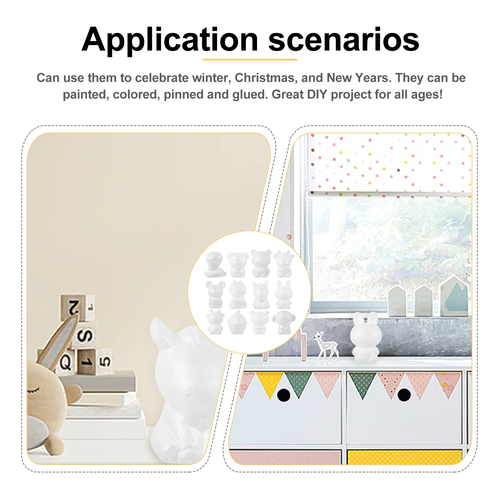 12Pcs Chinese Zodiac Animals DIY Craft Set for Children Educational Painting Activity Preschool Kindergarten Home Creative