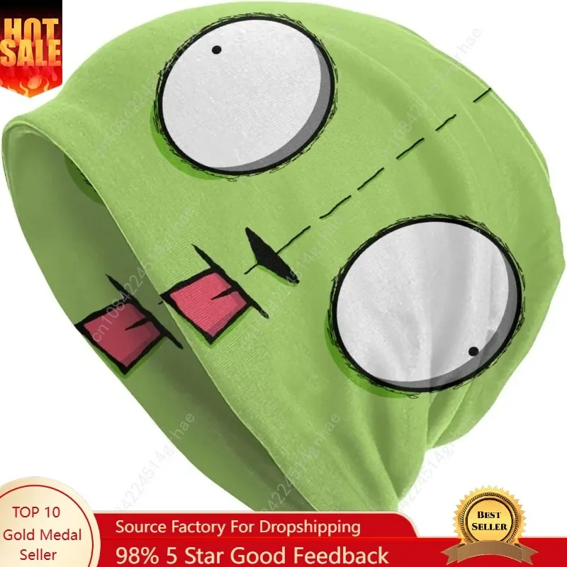 

Aldult Beanie Hats Invader Anime Zim Slouchy Skull Cap Thin Knit Hat for Men Women Headwear Black