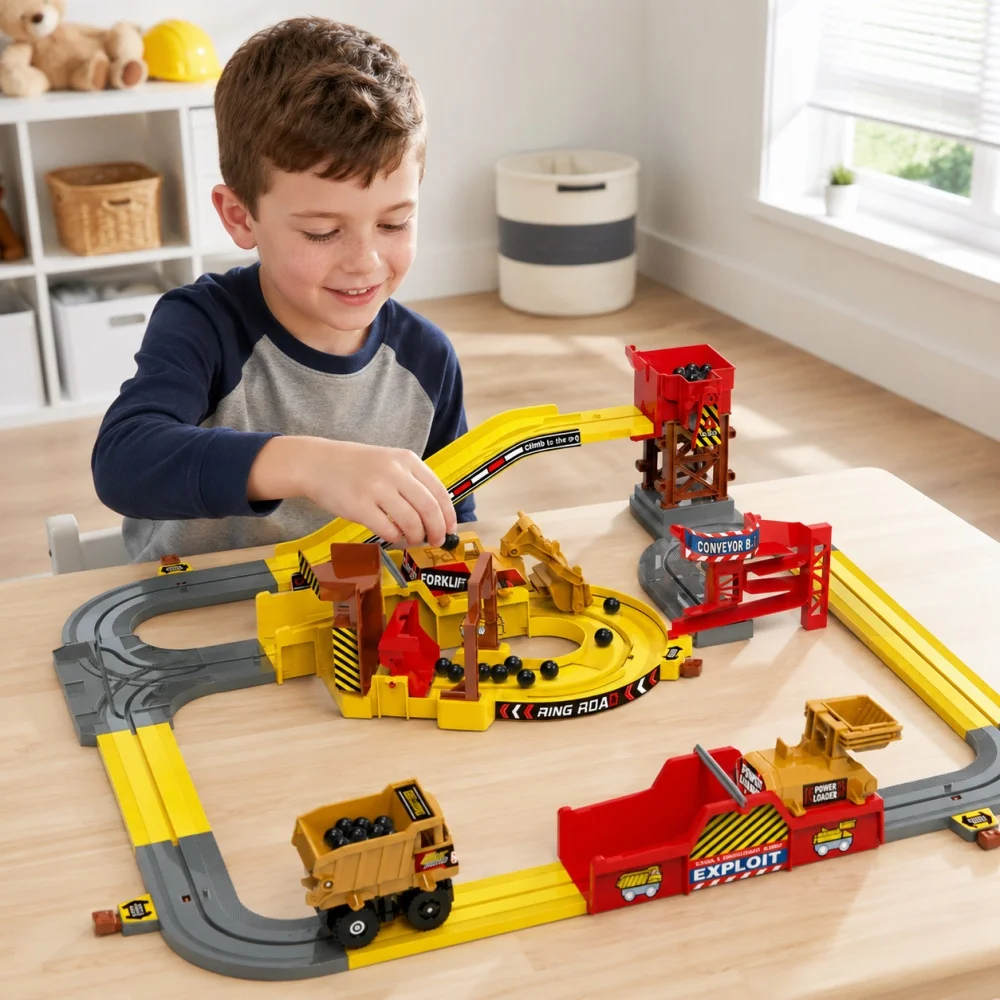 STEM Adventure Railway Track Mine Cart Building Blocks Engineering Vehicle City Construction DIY Educational Toy Kids Gift