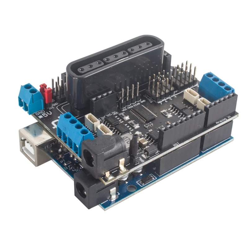 Shield Board para Arduino Robot Car ou Robot Braço, 6-12V com 4 Canais Motores e 8 Canais Servos, ESP32 PS2 Joystick RC