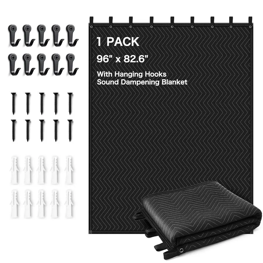 

Large Sound Dampening Blanket,96x 80 Sound Absorbing Studio Blanket Panel with Grommets for Wall Hanging,Noise Cancelling Studio