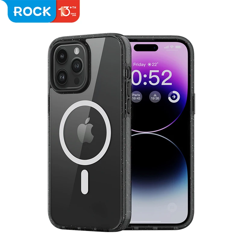 

For iPhone 14 Pro Max ROCK Half Transparent Magnetic Case Anti-Fingerprint Shockproof Hard Back Slim Case