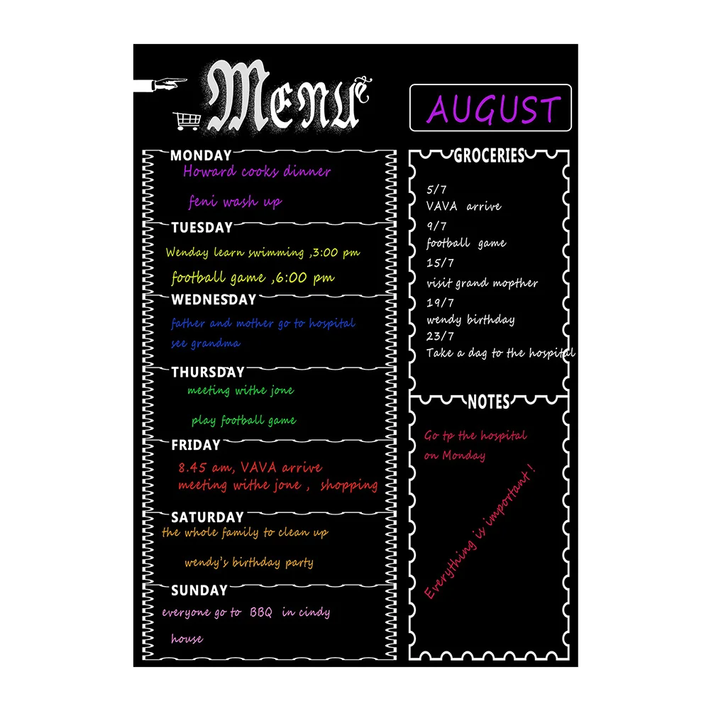 

1Pcs Magnetic Weekly Planner Refrigerator Sticker Dry Erase Whiteboard Schedule to-Do List Organizer Black Weekly Planner