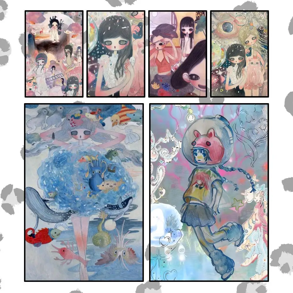 Art Aya Takano Poster Wall Art Poster Waterproof PP Print Peel And Stick Removable Self Adhesive Home Decor