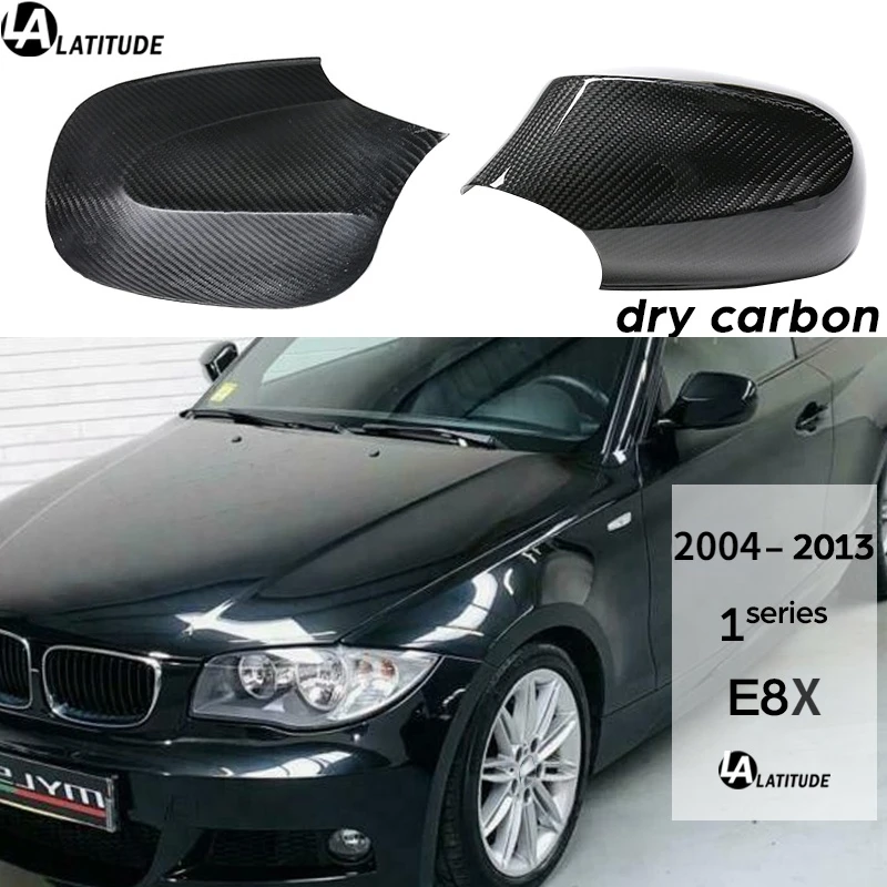 

E87 Mirror Covers, Dry Carbon Stick-on Door Mirror Cap Case Shells Overlays for BMW 2004 - 2013 1 Series E82 E81 E88 LCI Pre-LIC